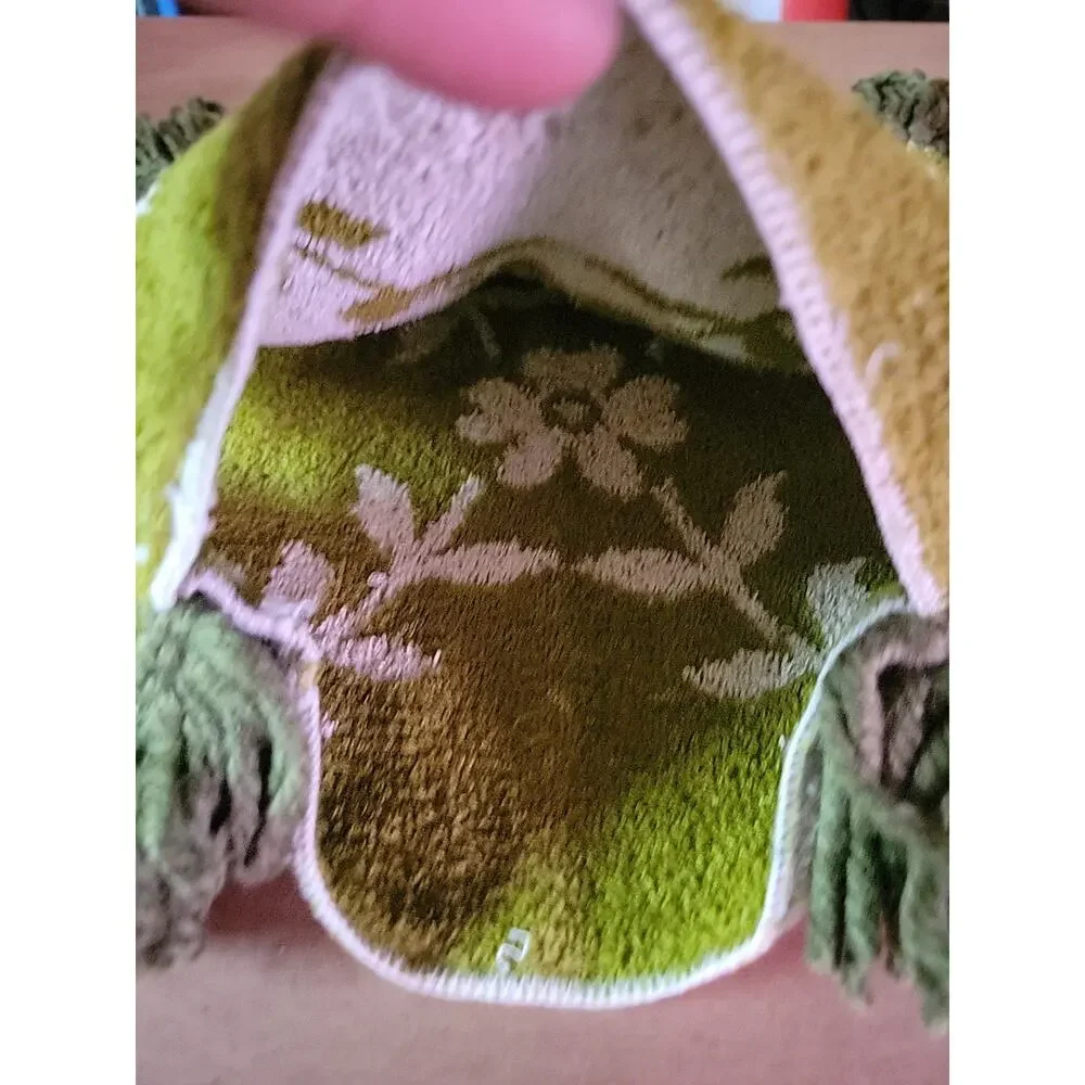 Vintage Green And White Floral Washcloth 60s 70s Project Fringe